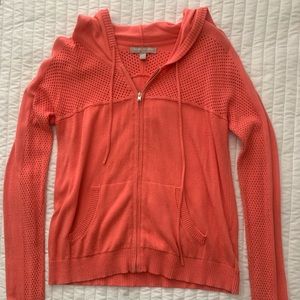 Banana Republic coral zip up sweatshirt with mesh detail